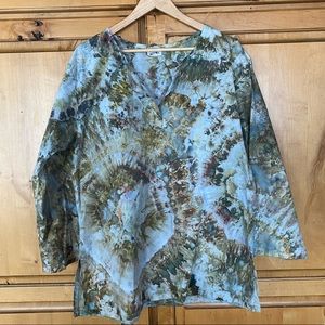 Ice-Dyed Women’s Cotton Pullover Shirt